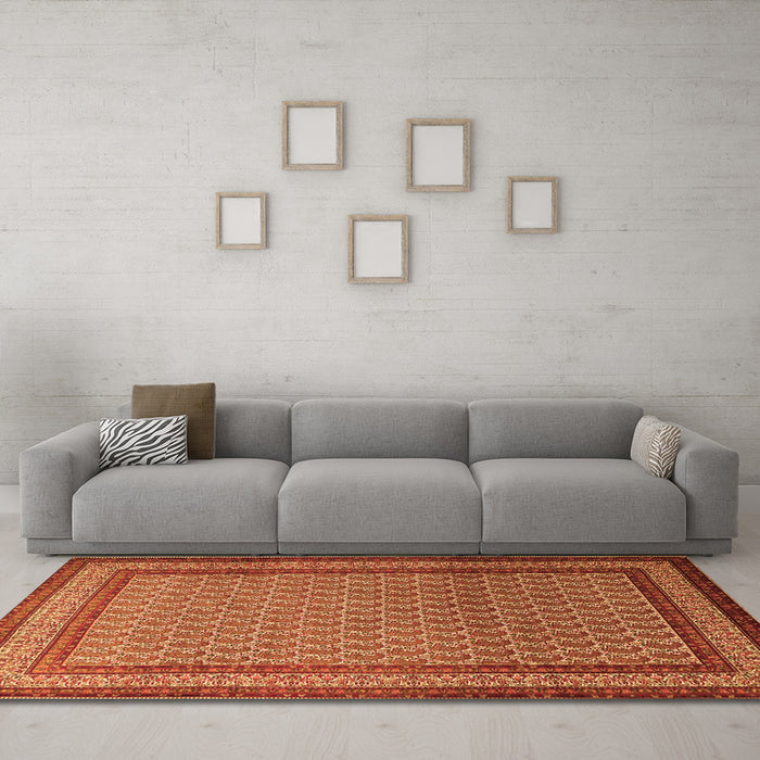 Machine Washable Persian Orange Traditional Area Rugs in a Living Room, wshtr1521org