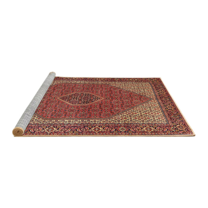 Sideview of Machine Washable Traditional Saffron Red Rug, wshtr1522