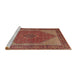 Sideview of Machine Washable Traditional Saffron Red Rug, wshtr1522