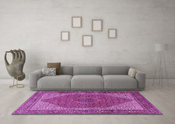 Machine Washable Persian Purple Traditional Area Rugs in a Living Room, wshtr1522pur