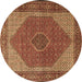 Round Persian Brown Traditional Rug, tr1522brn