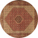 Round Machine Washable Persian Brown Traditional Rug, wshtr1522brn