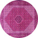 Round Machine Washable Persian Pink Traditional Rug, wshtr1522pnk