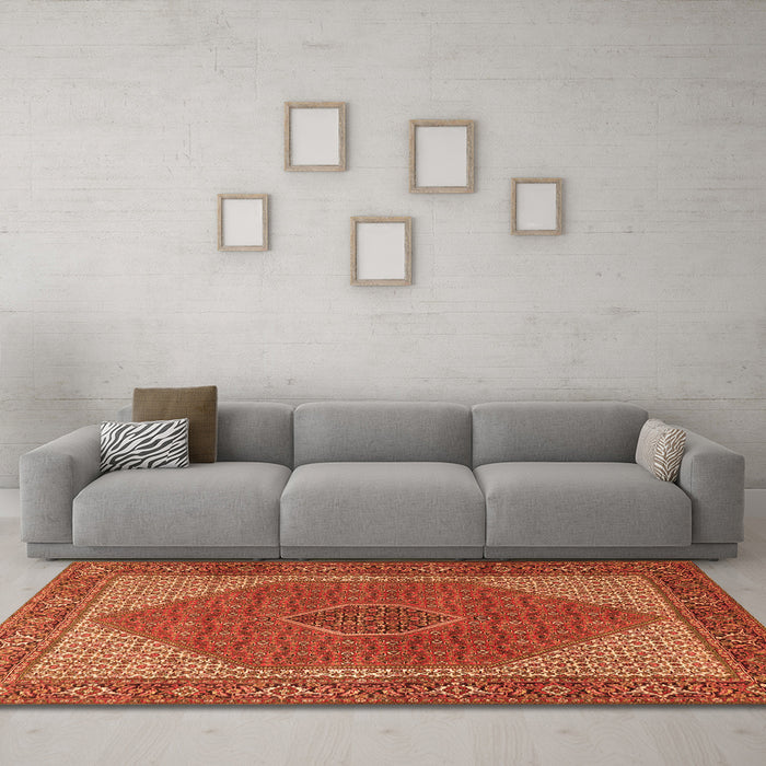 Machine Washable Persian Orange Traditional Area Rugs in a Living Room, wshtr1522org