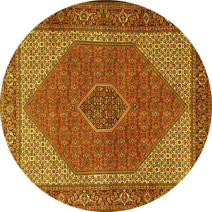 Round Machine Washable Persian Yellow Traditional Rug, wshtr1522yw