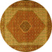 Round Machine Washable Persian Yellow Traditional Rug, wshtr1522yw