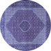 Round Machine Washable Persian Blue Traditional Rug, wshtr1522blu