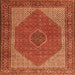 Round Machine Washable Persian Orange Traditional Area Rugs, wshtr1522org