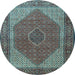 Round Machine Washable Persian Light Blue Traditional Rug, wshtr1522lblu