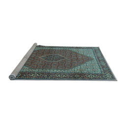 Sideview of Machine Washable Persian Light Blue Traditional Rug, wshtr1522lblu