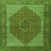 Round Machine Washable Persian Green Traditional Area Rugs, wshtr1522grn