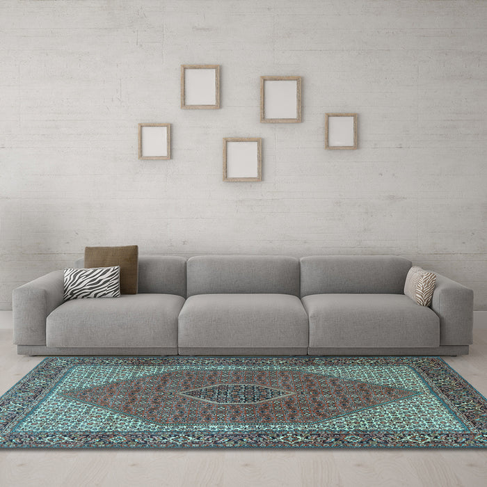 Machine Washable Persian Light Blue Traditional Rug in a Living Room, wshtr1522lblu
