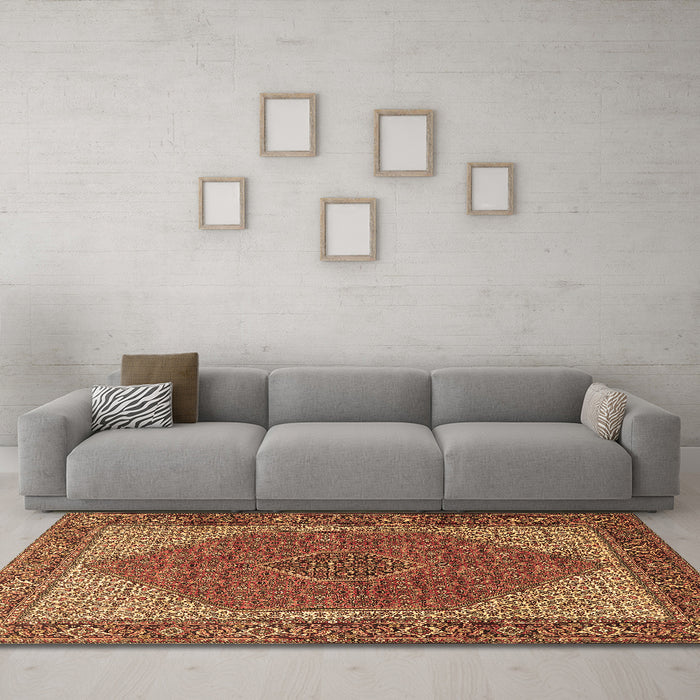 Machine Washable Persian Brown Traditional Rug in a Living Room,, wshtr1522brn