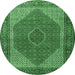 Round Persian Emerald Green Traditional Rug, tr1522emgrn