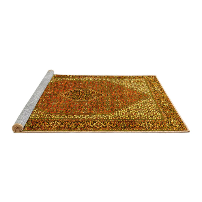 Sideview of Machine Washable Persian Yellow Traditional Rug, wshtr1522yw