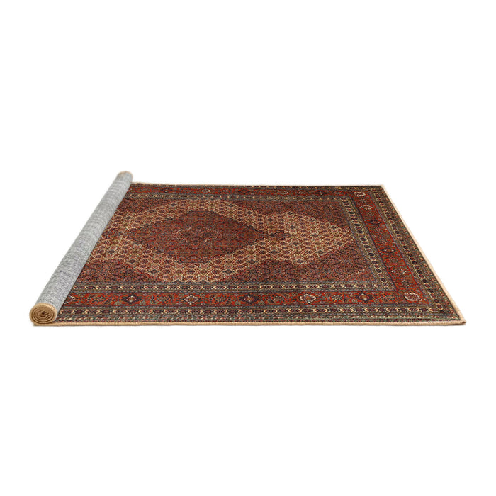 Sideview of Machine Washable Traditional Saffron Red Rug, wshtr1523