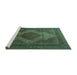 Sideview of Machine Washable Persian Turquoise Traditional Area Rugs, wshtr1523turq