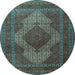 Round Persian Light Blue Traditional Rug, tr1523lblu