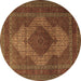 Round Machine Washable Persian Brown Traditional Rug, wshtr1523brn