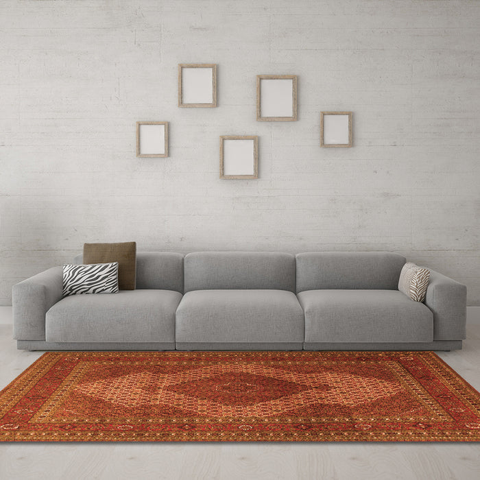 Machine Washable Persian Orange Traditional Area Rugs in a Living Room, wshtr1523org