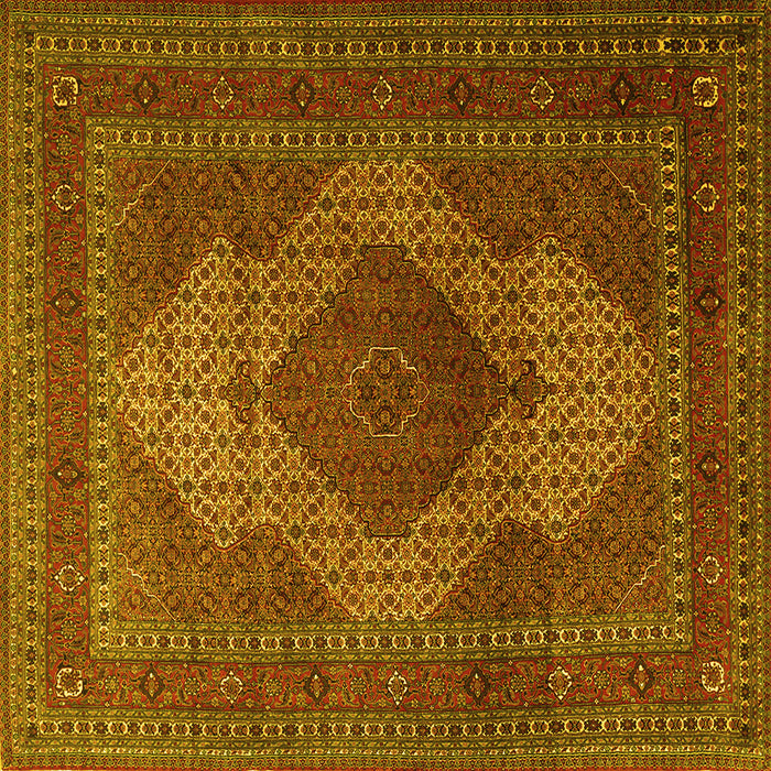 Square Machine Washable Persian Yellow Traditional Rug, wshtr1523yw