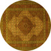 Round Persian Yellow Traditional Rug, tr1523yw