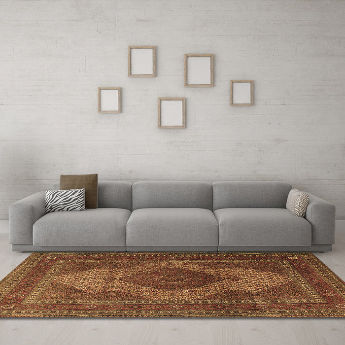 Machine Washable Persian Brown Traditional Rug in a Living Room,, wshtr1523brn
