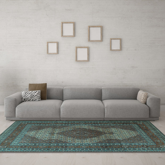 Machine Washable Persian Light Blue Traditional Rug in a Living Room, wshtr1523lblu