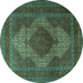 Round Machine Washable Persian Turquoise Traditional Area Rugs, wshtr1523turq