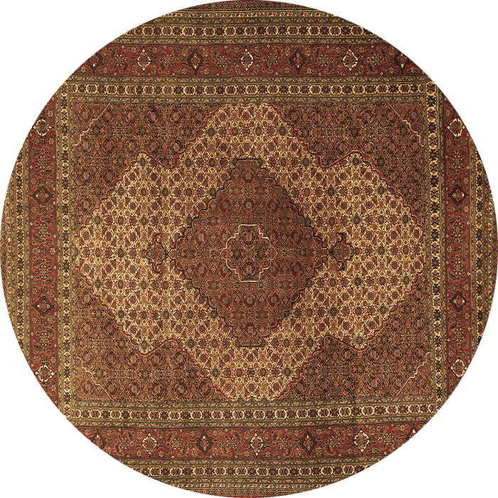 Round Persian Brown Traditional Rug, tr1523brn