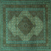 Square Machine Washable Persian Turquoise Traditional Area Rugs, wshtr1523turq