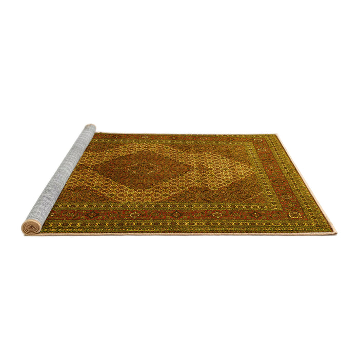 Sideview of Machine Washable Persian Yellow Traditional Rug, wshtr1523yw