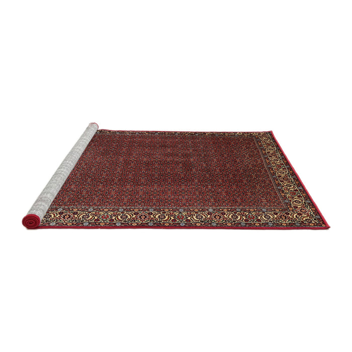 Sideview of Machine Washable Traditional Dark Gold Brown Rug, wshtr1524