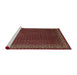 Sideview of Machine Washable Traditional Dark Gold Brown Rug, wshtr1524