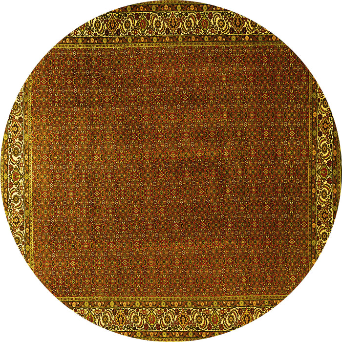 Round Persian Yellow Traditional Rug, tr1524yw
