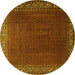 Round Persian Yellow Traditional Rug, tr1524yw