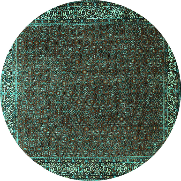 Round Persian Turquoise Traditional Rug, tr1524turq