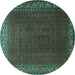 Round Persian Turquoise Traditional Rug, tr1524turq