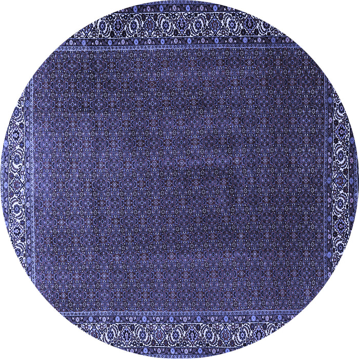 Round Machine Washable Persian Blue Traditional Rug, wshtr1524blu