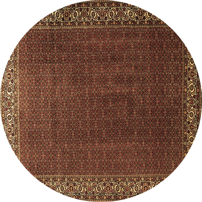 Round Machine Washable Persian Brown Traditional Rug, wshtr1524brn