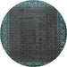 Round Persian Light Blue Traditional Rug, tr1524lblu