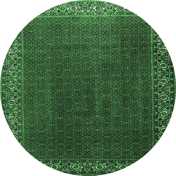 Round Persian Emerald Green Traditional Rug, tr1524emgrn