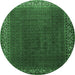 Round Persian Emerald Green Traditional Rug, tr1524emgrn