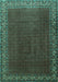 Machine Washable Persian Turquoise Traditional Area Rugs, wshtr1524turq