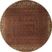 Round Persian Brown Traditional Rug, tr1524brn