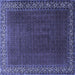 Square Machine Washable Persian Blue Traditional Rug, wshtr1524blu