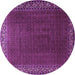 Round Persian Purple Traditional Rug, tr1524pur