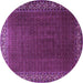 Round Machine Washable Persian Purple Traditional Area Rugs, wshtr1524pur