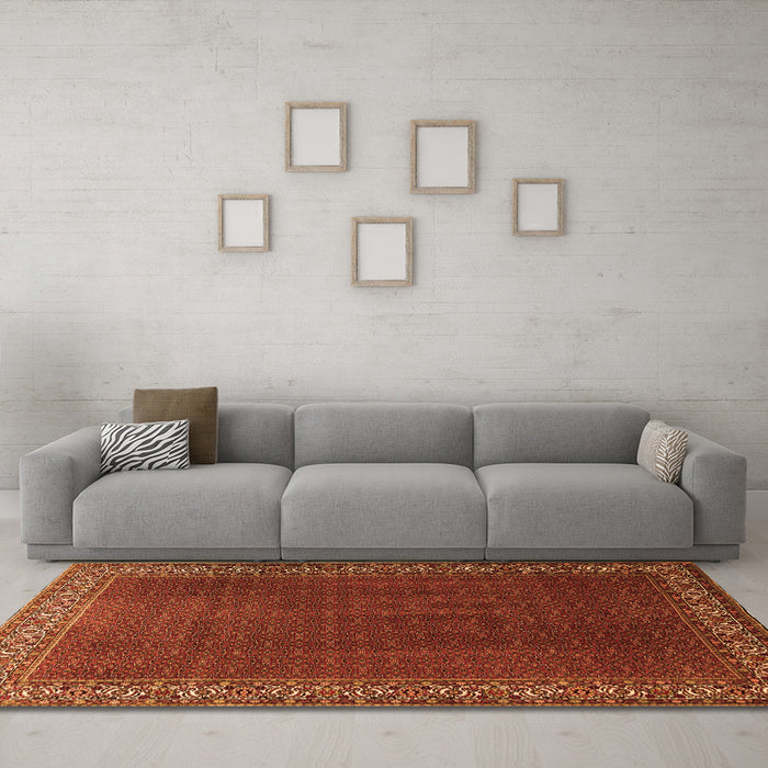 Machine Washable Persian Orange Traditional Area Rugs in a Living Room, wshtr1524org