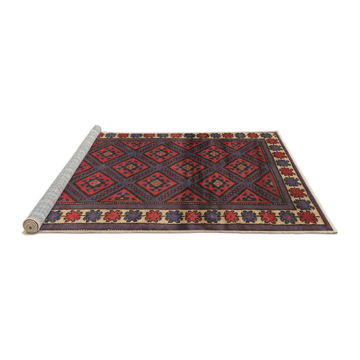 Sideview of Machine Washable Traditional Saffron Red Rug, wshtr1525